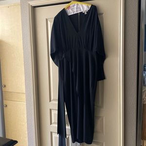 Black Topshop Belted V-Neck Long Sleeve Midi Dress; Size 10, worn once.